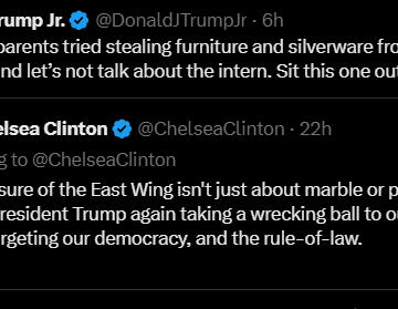 Screenshot (656) Trump Son Slams Former US President’s Daughter Chelsea Clinton, After Claiming The President Is Making “A Wrecking Ball To Our Heritage” Over White House Renovation