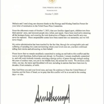 WhatsApp Image 2025-10-07 at 21.40.50_124e9a73 *Trump Thanks Hostage Families HQ, Vows: Every Hostage Home
