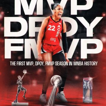 A’ja Wilson Becomes The First Player In WNBA History To Win Most Valuable Player, Defensive Player Of The Year And Finals MVP In A Single Season.