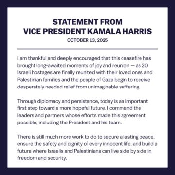 Former US Vice President Kamala Harris Statement On The Middle East Ceasefire
