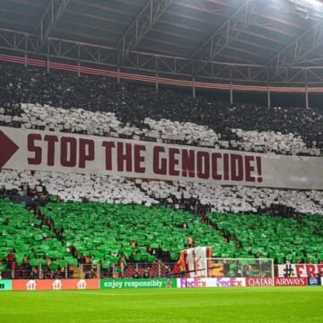 “Stop The Genocide!”–Supporters Of Turkish Football Club Galatasaray  Breaks Silence In Gaza War, Throws Support For Palestine In UEFA Champions League Fixture.