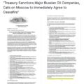 U.S. Treasury To Force Moscow Into Immediate Cease Fire Agreement, Sanctions Major Russian Oil Companies