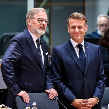 Photo Story: Prime Minister Of The Czech Republic Petr Fiala With France President Emmanuel Macron In Brussel
