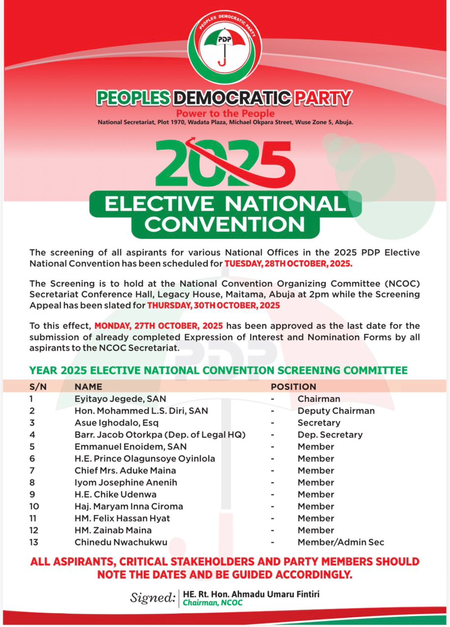 WhatsApp Image 2025-10-27 at 11.24.54_da6c993f OCTOBER 25, 2025 – 2025 PDP ELECTIVE NATIONAL CONVENTION SCREENING COMMITTEE