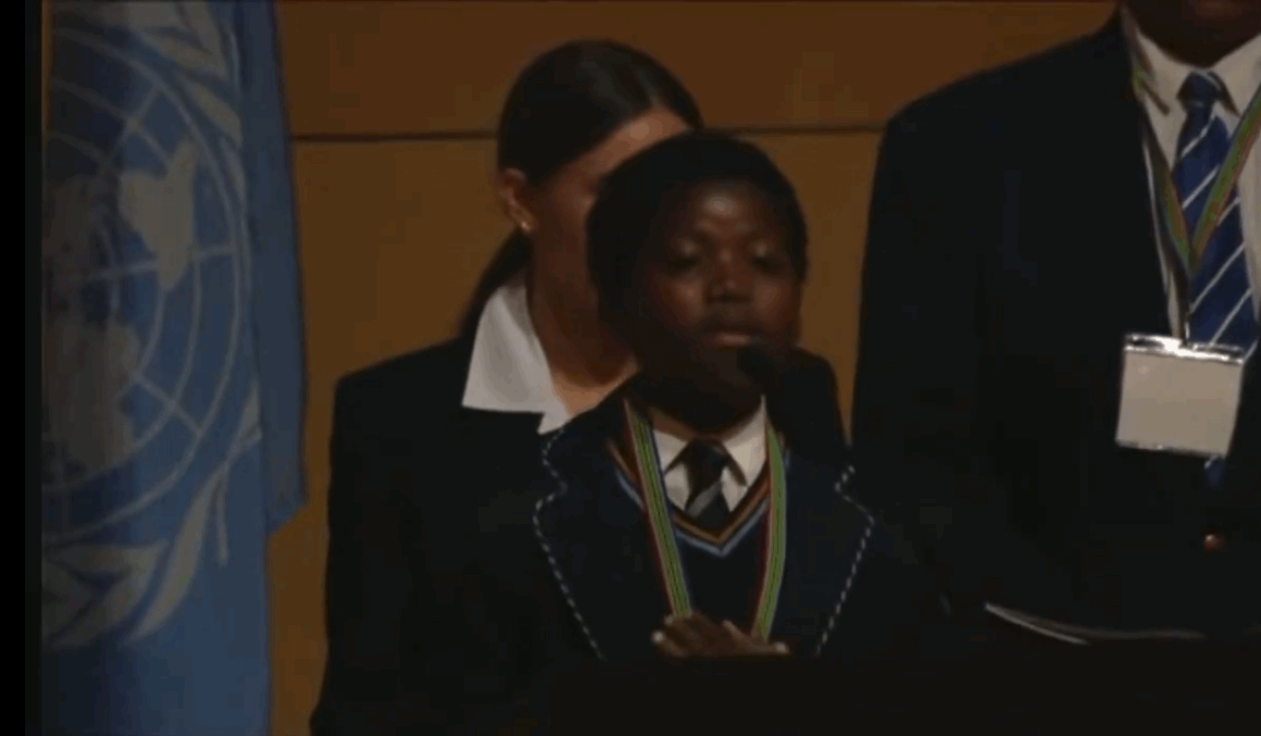 “It’s My First Time Seeing The President, Hello Cupcake”—South Africa Grade 7 Learner Affectionately  Greets President Cyril Ramaphosa At The Social Justice Summit