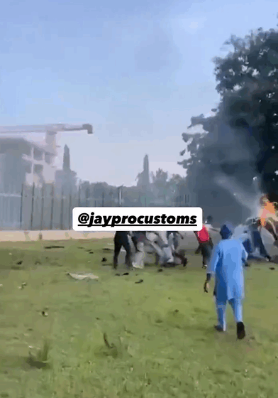 image Video Of A Car Accident At Millennium Park In Abuja, Four Occupants Survive With Burns And Injuries