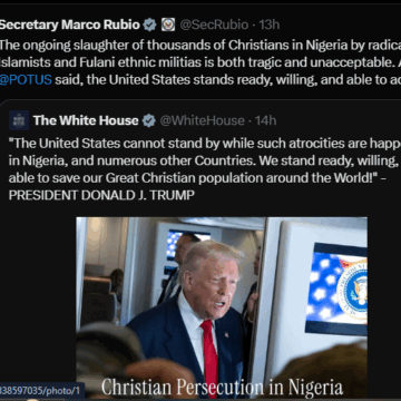 State Secretary Marco Rubio Supports President Trump’s Stance Over Religious Killing In Nigeria