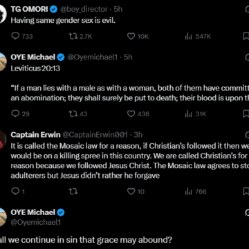 Nigerian Music Video Director Preaches Against Same Sex Relationship, Fans Back It Up With Bible Verses