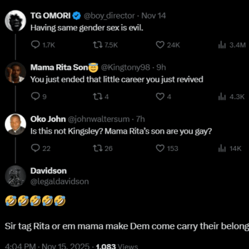 Hilarious Comment On Nigerian Music Video Director Tg Omori’s Comment Section, Preaching Against Same Sex Relationship