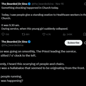 Screenshot (676) X: Medical Personnel Responded To Emergency In Church During Service As Congregant Slumped, Online Influencer Dr. Sina Advices Churches To Measures In Place For Emergency