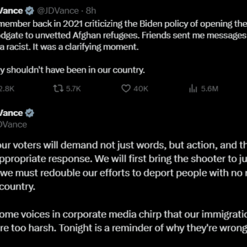 X: vice president vance on Afghan immigrant who shoots two national guards on Wednesday close to the white house