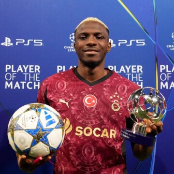 Osimhen bags a hat-trick for Galatasaray against Ajax in a 3-0 match, walks away with the match ball, and scoops the Player of the Match award