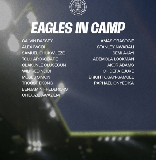 Super Eagles Nigeria Confirm 18 Players In Camp