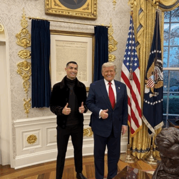 Video: U.S. President Trump Shares Private Joke With Cristiano Ronaldo, White House Describes Them As “Two GOATS.”