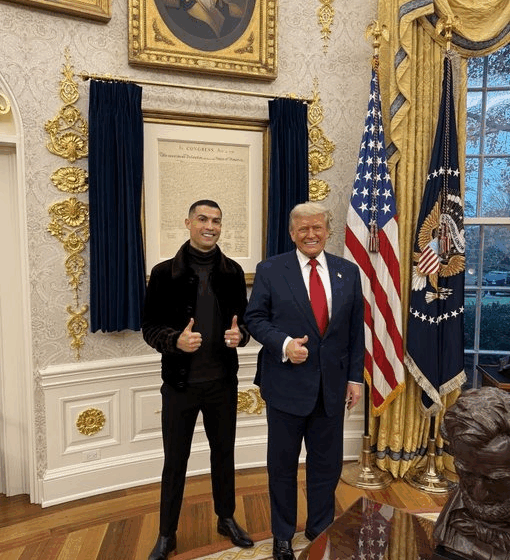 Video: U.S. President Trump Shares Private Joke With Cristiano Ronaldo, White House Describes Them As “Two GOATS.”