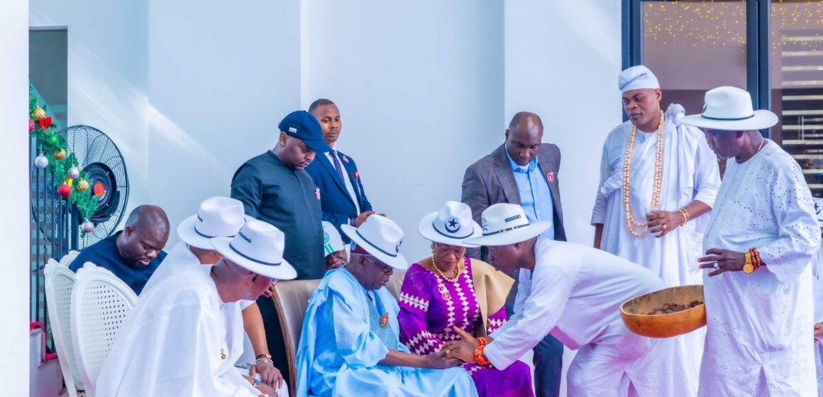 Photo News: Nigerian President Tinubu And First Lady Receive Eyo Festival Organizers, At Their Lagos Residence, Ahead Of The Forthcoming Dec. 27th Celebration