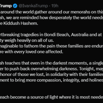 U.S President Trump’s Daughter Ivanka On The Bondi Beach Attack, Says The ‘World Needs More Light’