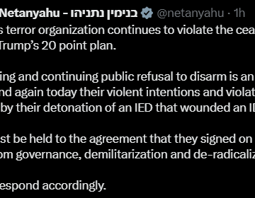 Screenshot (903) Prime Minister Benjamin Netanyahu Says Hamas Violate Ceasefire Deal, Declares The Organization Must Face Consequences, Vows Israel Will Respond Accordingly.