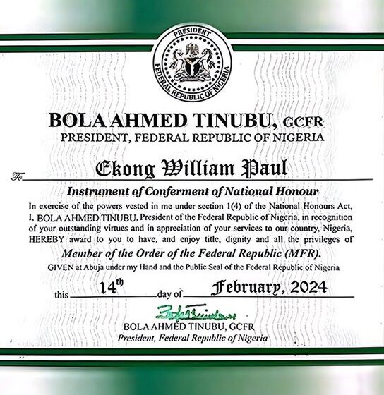 Super Eagles Retired Captain William Troost-Ekong, Receives Official Certificate To Back Up His MFR National Recognition, says Nigeria gives him platform to Realise his football dreams