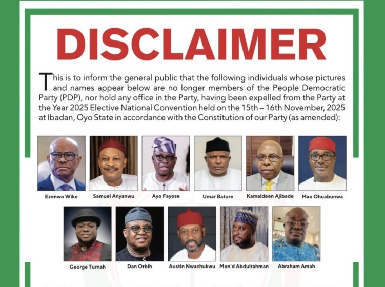 Peoples Democratic Party Disclaim FCT Minister Nyesom Wike And 10 Other Members