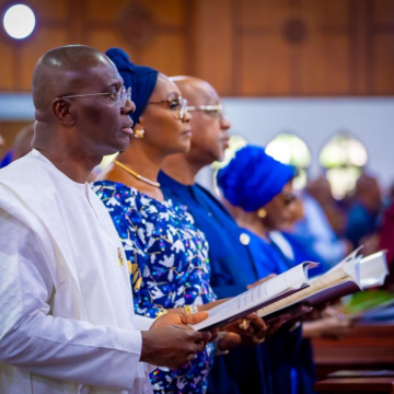 image Photo News: Lagos State Governor Sanwo-Olu At The Funeral Service Of Olusegun Awolowo