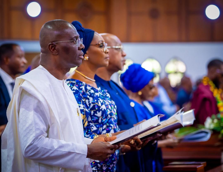 Photo News: Lagos State Governor Sanwo-Olu At The Funeral Service Of Olusegun Awolowo