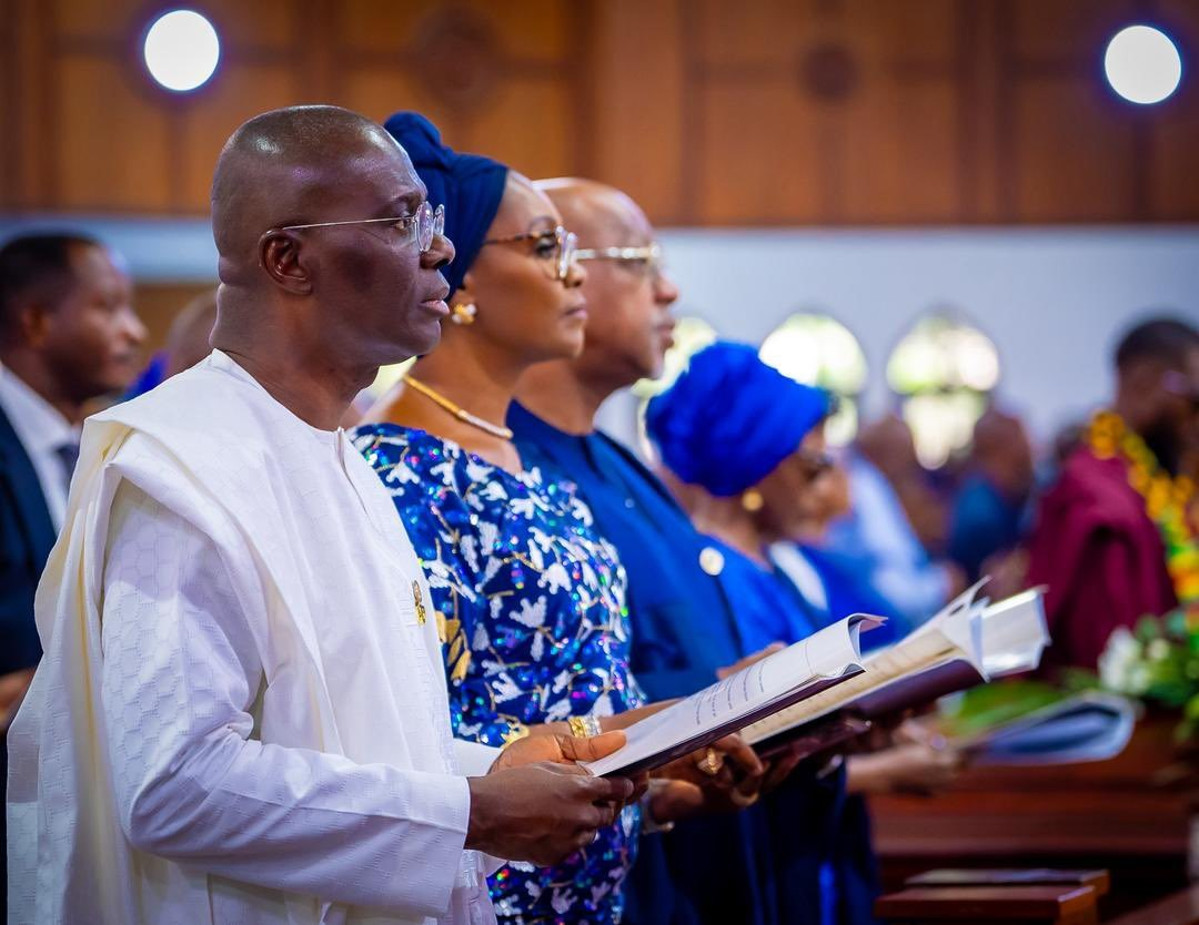 image Photo News: Lagos State Governor Sanwo-Olu At The Funeral Service Of Olusegun Awolowo