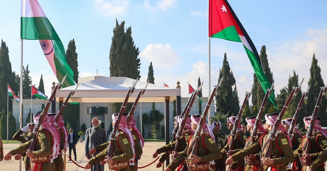 Prime Minister Narendra Modi Arrives Amman, Jordan, On The First Leg Of His 3-Nation Tour Aiming To Boost Trade, Energy & Defense Cooperation, Warmly Receives By PM Jafar Hassan.