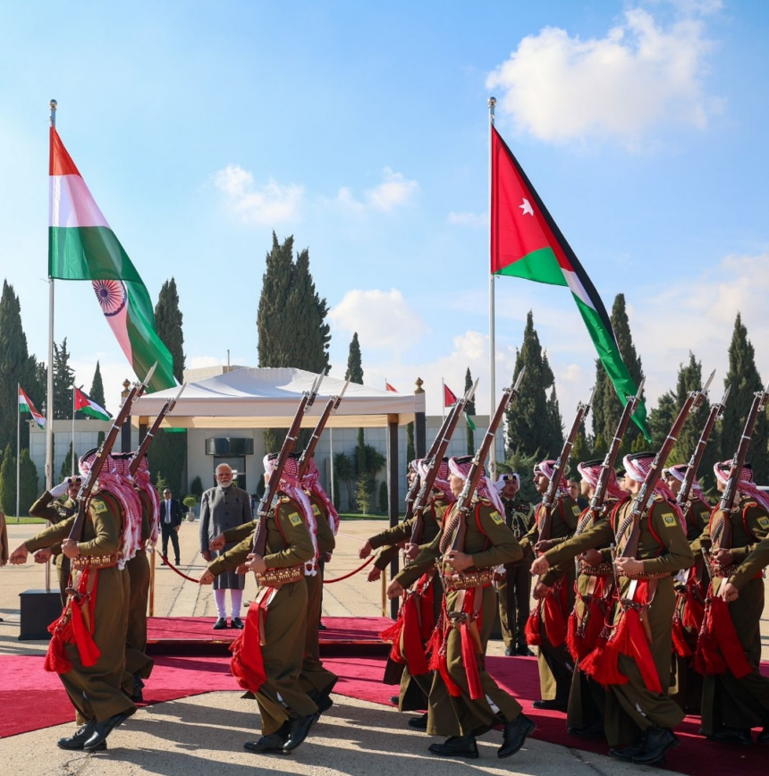 Prime Minister Narendra Modi Arrives Amman, Jordan, On The First Leg Of His 3-Nation Tour Aiming To Boost Trade, Energy & Defense Cooperation, Warmly Receives By PM Jafar Hassan.