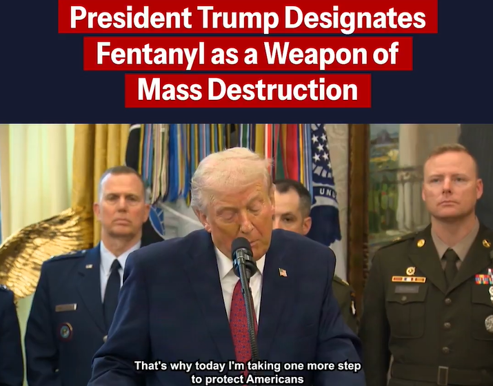 U.S. President Donald Trump Declares Fentanyl Kills Faster Than Bomb, Signs Executive Order To Protect Citizens