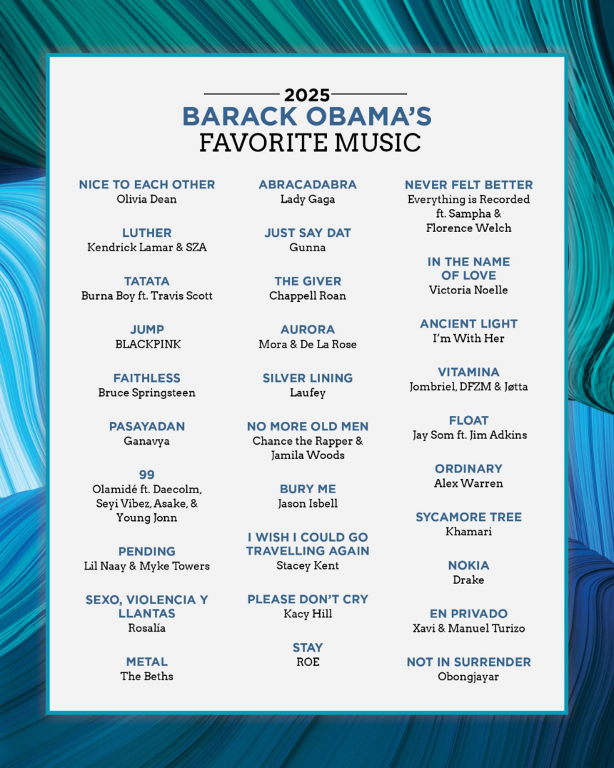 Former U.S President Obama lists Nigerian artist Olamide’s song, ‘99’  as part of his 2025 favourite music.