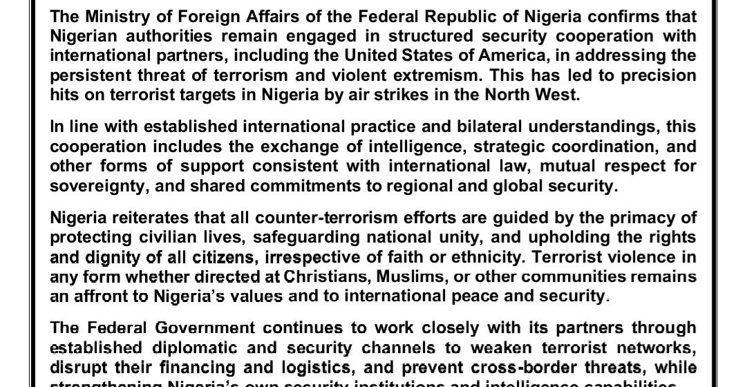 Ministry Of Foreign Affairs confirms Cooperation With US In Air Striking ISIS In Northern Nigeria