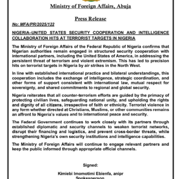 image Ministry Of Foreign Affairs confirms Cooperation With US In Air Striking ISIS In Northern Nigeria
