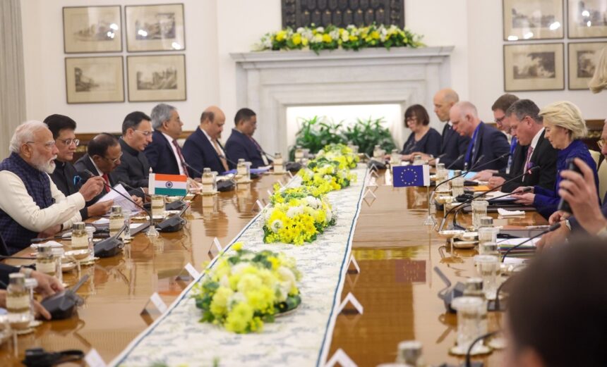 Modi Co-Chaired The 16th India-EU Summit With President António Costa And President Ursula von der Leyen To Discuss Comprehensive Bilateral Agenda After Signing Trade Deal.