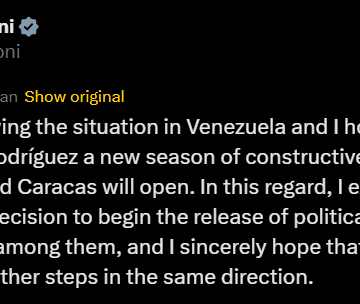 Screenshot (1008) Italian Prime Minister Giorgia Meloni, Closely Watches Venezuela’s Presidential Transition, Expresses Gratitude Over The Release Of Italian Prisoners While Hoping For Constructive Relationship Ahead.