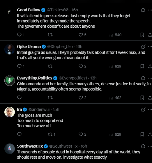 Backlash Reactions As Lagos State Government Declares Intention To Probe Alleged Negligence In The Death Of Chimamanda’s 21-Month-Old Son.