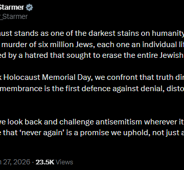 UK Marks Holocaust Memorial, Prime Minister Keir Starmer Says “Stands As One Of The Darkest Stains On Humanity”