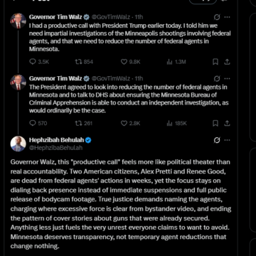 Minnesota Governor Tim Walz, Reveals Productive Call With President Trump On Impartial Investigation Into ICE Shooting In The State.