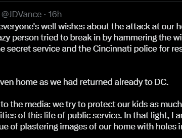 Vice President JD Vance On His Home Attack, Subtly Implore The Media To Refrain From Plastering The Picture Of His Home With Holes In It Because Of His Children
