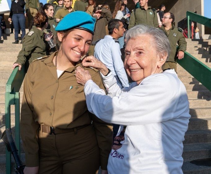 Former IDF Combat Soldier Eli Afriat Celebrates Holocaust Survivor, On Remembrance Day.