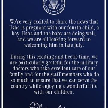 US Vice President JD Vance and Wife Usha, Announces Fourth Child pregnancy.