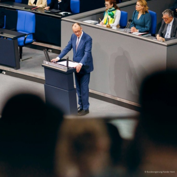 image “Our Growth Gap Compared To The USA And China Is Widening. We Must Reverse That,”—-German Chancellor Friedrich Merz During The Bundestag meeting.
