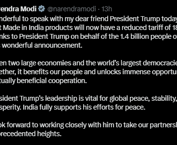 Screenshot (1216) Prime Minister Narendra Modi Claims Trump’s Leadership Is Vital For Global Peace, Stability, And Prosperity After The US President Agrees To Cut Tariffs On India After It Stop Buying Russian Oil