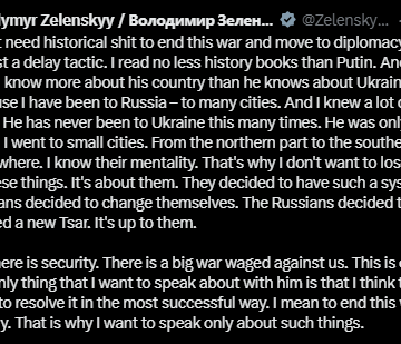 Ukrainian President Zelenskky Intend Using Diplomacy To End The War, In An Agitation, He Claims To Knows Russia Better Than Its President Does, Cite Instances