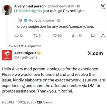 Viral Airtel Nigeria’s Cheeky Reply To ‘Very Mad Person’ User