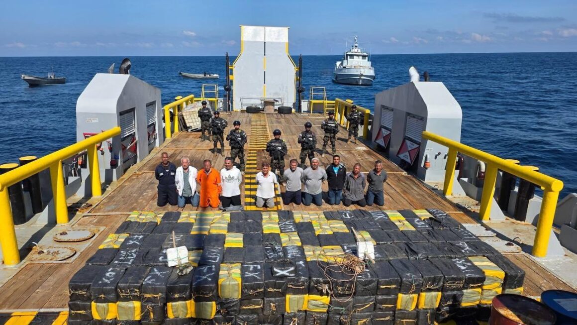 El Salvador National Navy Historical Drug Seizure In History Intercept 6.6 Tons Of Cocaine Aboard FMS EAGLE Vessel, President Bukele Announces.