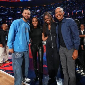 2026 NBA All-Star; Former U.S President Barack Obama And First Lady Michelle, Stephen Curry And Ayesha Curry In Los Angeles.