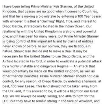 WhatsApp Image 2026-02-19 at 11.08.59 AM US President Trump Highlight The Effect Of British Prime Minister Leasing Out Chagos Island, Declares It Will Cause A Rift In Their Relationship