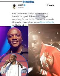 image 22-Year After, The “Lonely” Crooner, Akon Says The Record Changes Everything For Him.