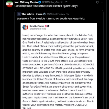 Iranian Military Media Hilarious Reaction To President Trump’s Statement Following Strikes That Hit Gas Production Facilities In Iran And Qatar